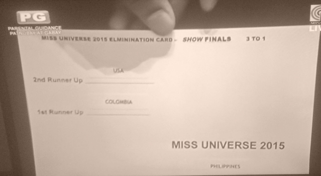 Miss Universe 2015 ballot card